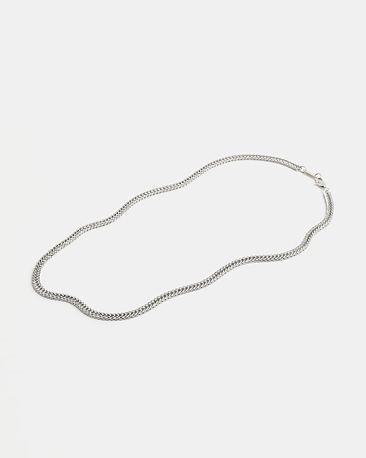 Silver colour Textured Chain necklace