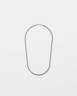 Silver colour Textured Chain necklace