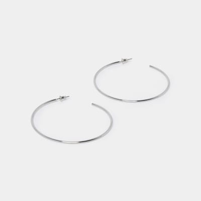 Silver colour thin hoop earrings