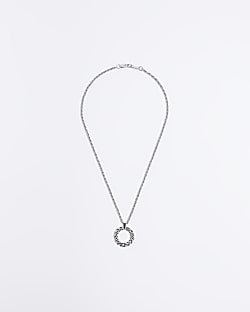 Silver colour twisted ring necklace