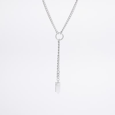 Silver crystal charm necklace