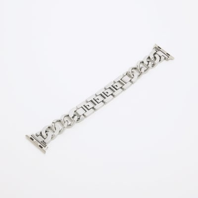 Silver Crystal Digital Watch Strap River Island