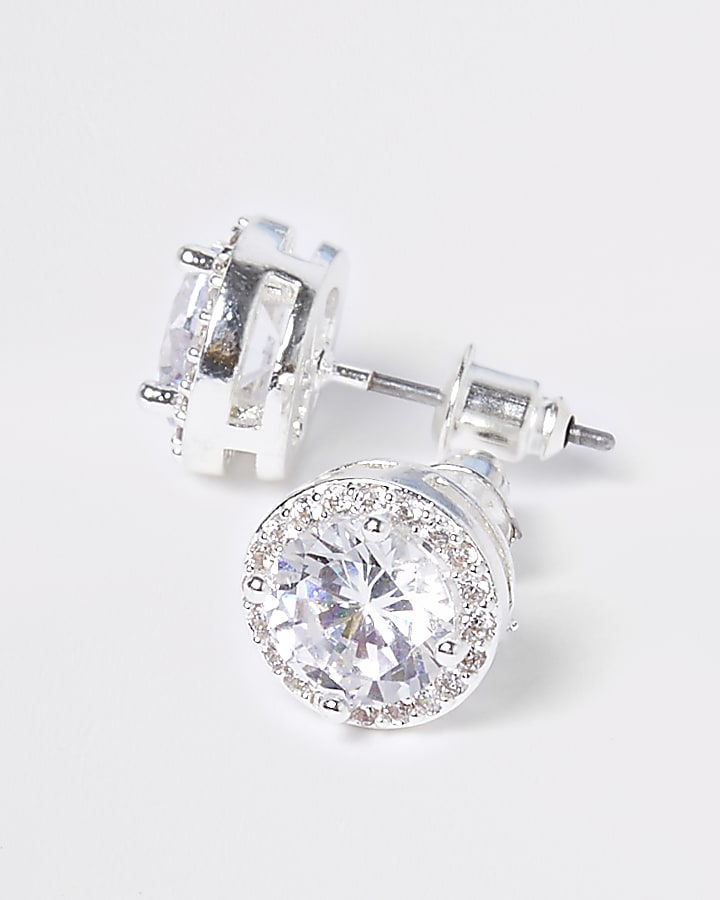 Silver crystal stud earrings