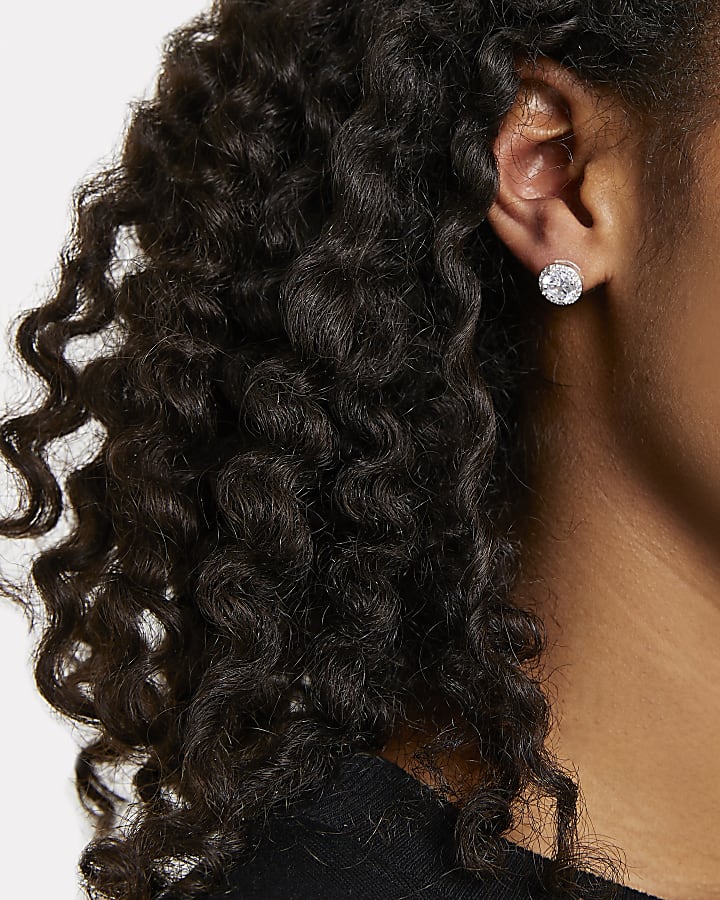 Silver crystal stud earrings