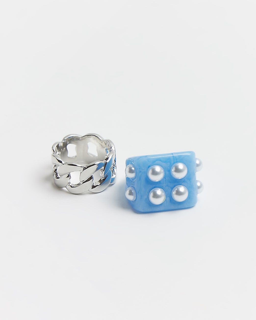 Silver cut out resin rings 2 pack