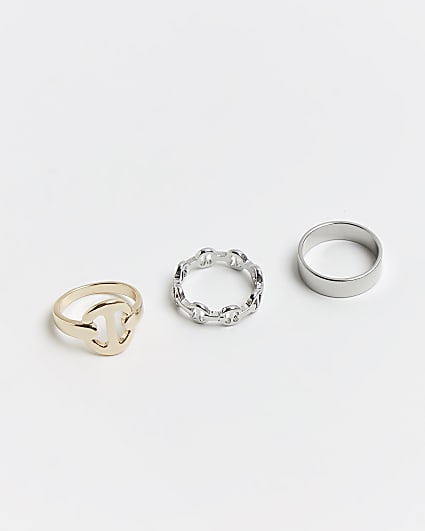 Silver cut out rings 3 pack