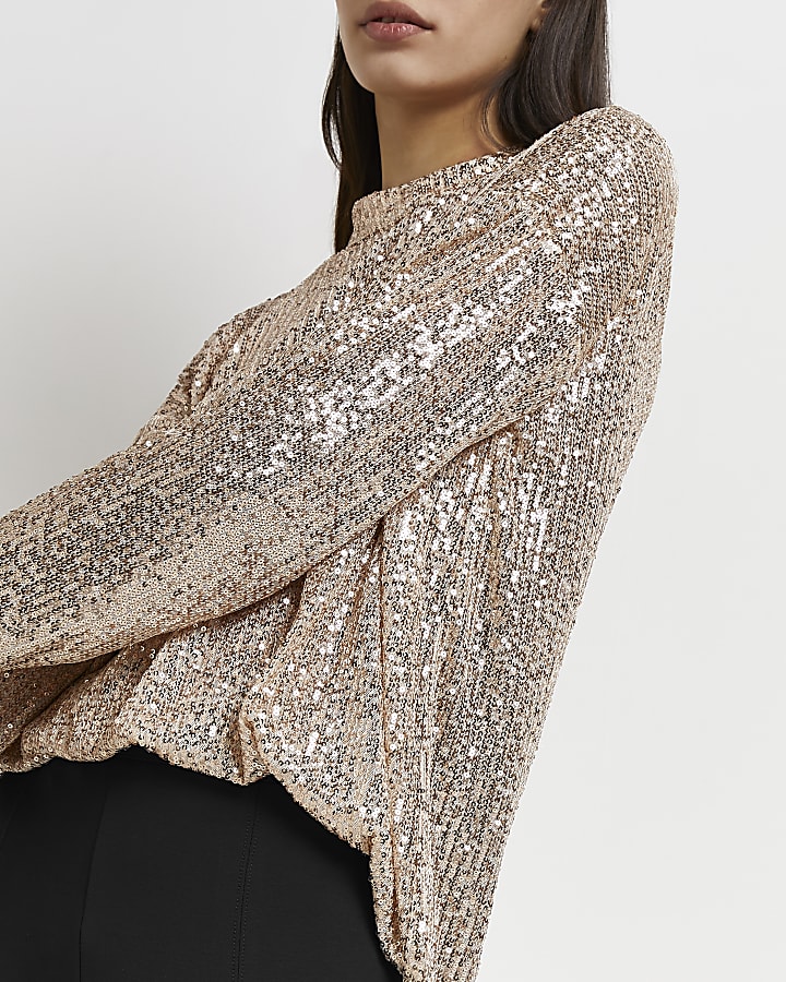 Silver cut out sequin top