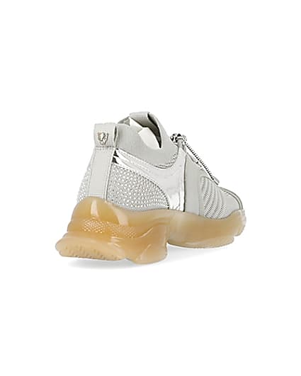 360 degree animation of product Silver diamante chunky trainers frame-11