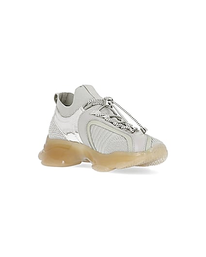 360 degree animation of product Silver diamante chunky trainers frame-18
