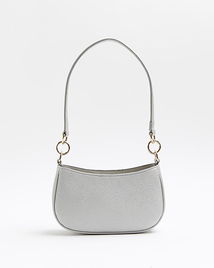 Silver diamante embellished mini shoulder bag
