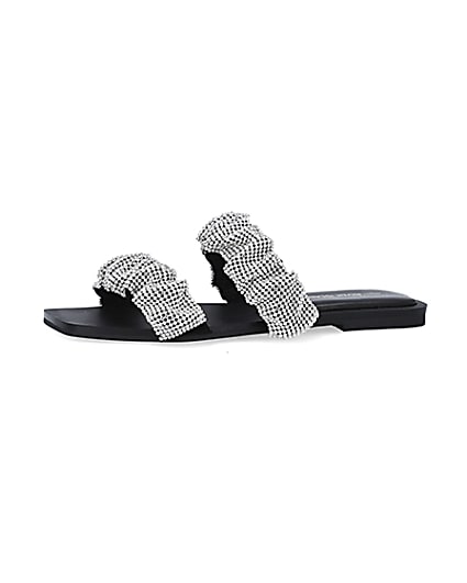 360 degree animation of product Silver diamante embellished sandals frame-2