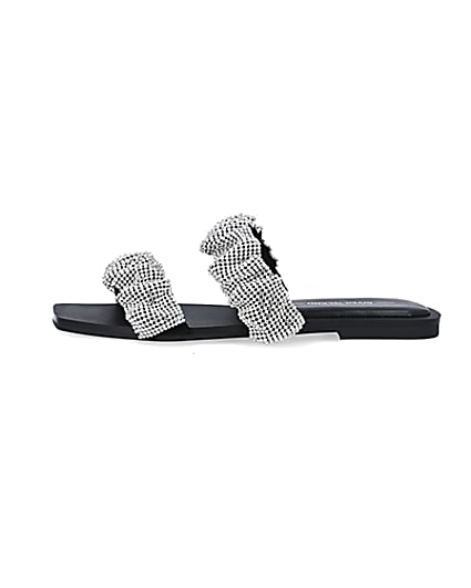 360 degree animation of product Silver diamante embellished sandals frame-3