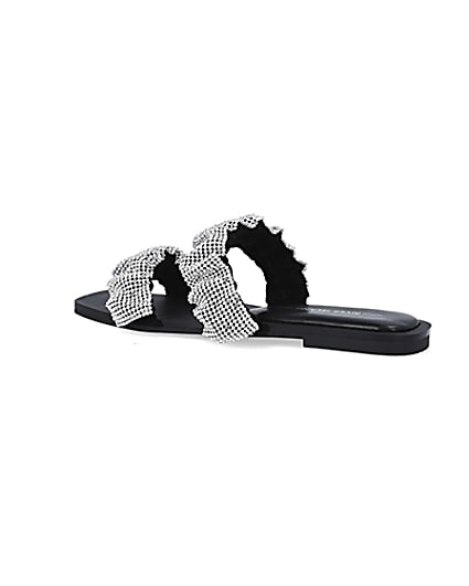 360 degree animation of product Silver diamante embellished sandals frame-5
