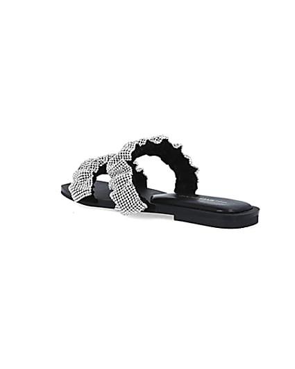 360 degree animation of product Silver diamante embellished sandals frame-6