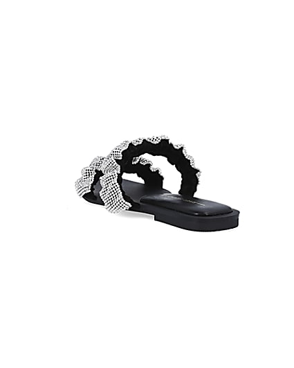 360 degree animation of product Silver diamante embellished sandals frame-7