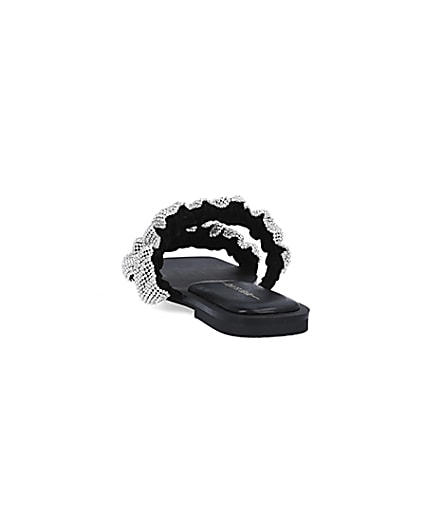 360 degree animation of product Silver diamante embellished sandals frame-8