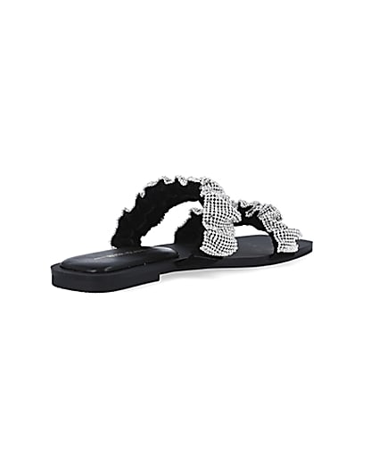 360 degree animation of product Silver diamante embellished sandals frame-12