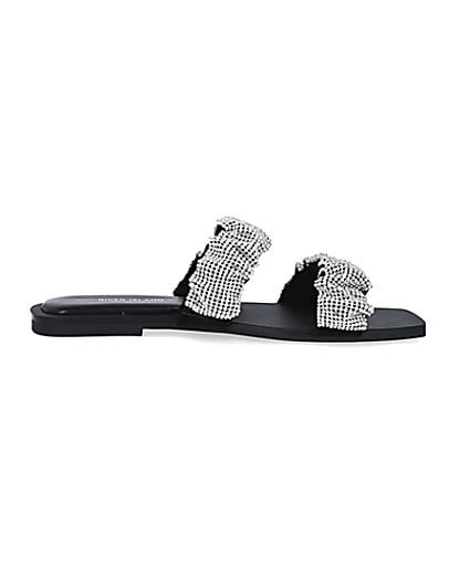 360 degree animation of product Silver diamante embellished sandals frame-15