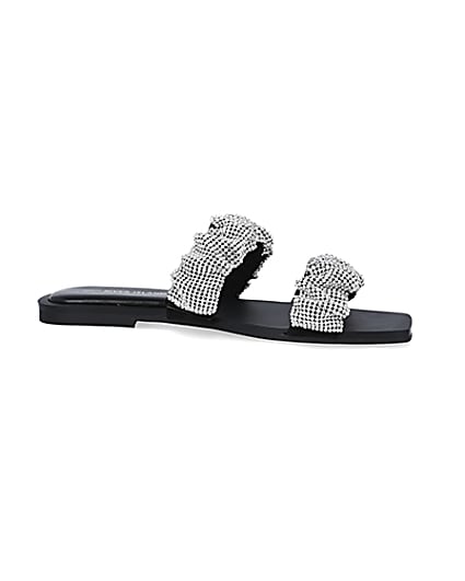 360 degree animation of product Silver diamante embellished sandals frame-16
