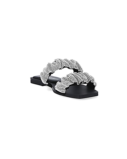 360 degree animation of product Silver diamante embellished sandals frame-19