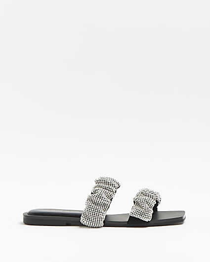 Silver diamante embellished sandals