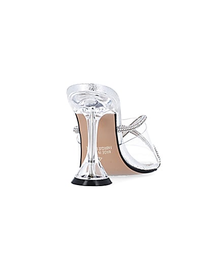 360 degree animation of product Silver diamante heeled mules frame-10