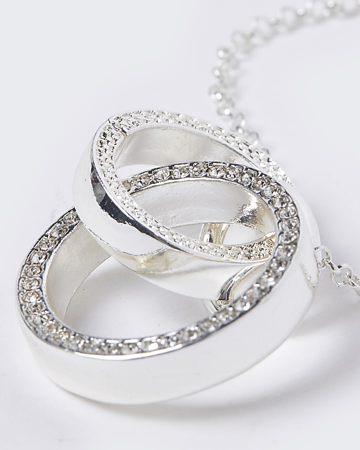 Silver diamante interlinked pendant necklace