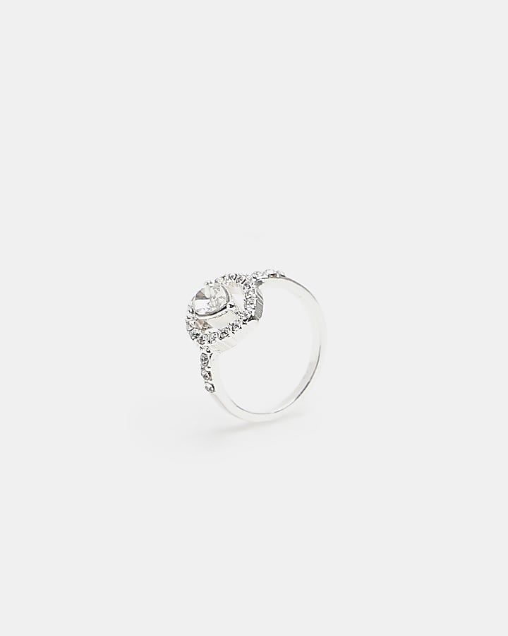 Silver diamante ring