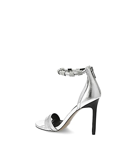 360 degree animation of product Silver diamante strap skinny heel sandal frame-5