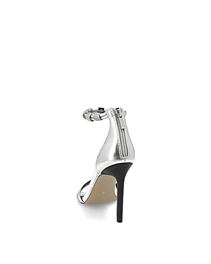 360 degree animation of product Silver diamante strap skinny heel sandal frame-8