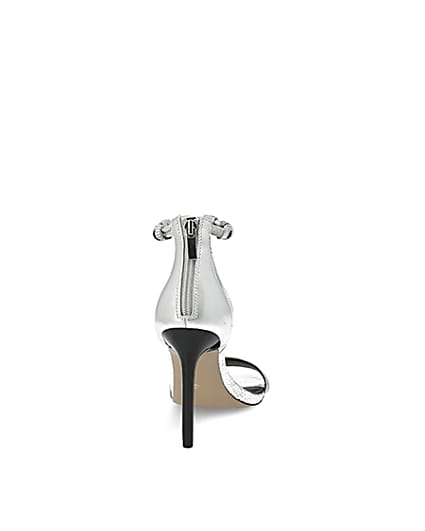 360 degree animation of product Silver diamante strap skinny heel sandal frame-10
