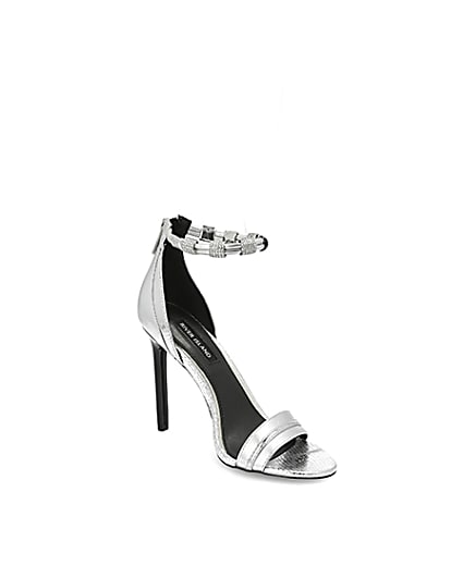 360 degree animation of product Silver diamante strap skinny heel sandal frame-18