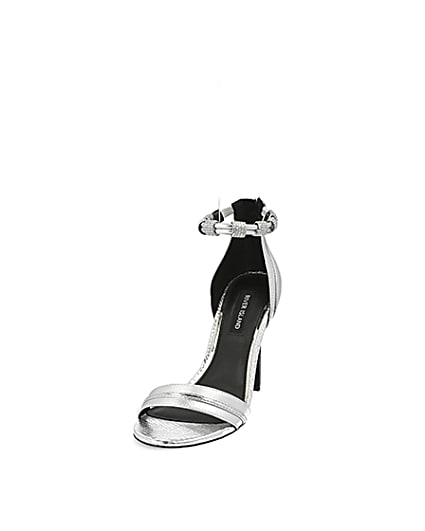 360 degree animation of product Silver diamante strap skinny heel sandal frame-23