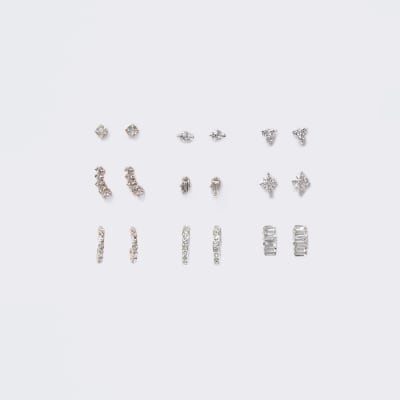 River island silver earrings hot sale