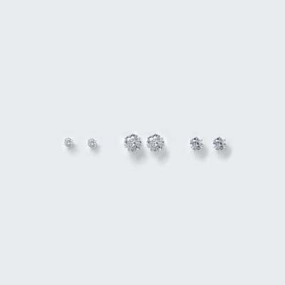Silver Diamante Stud earring multipack