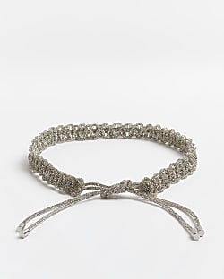 Silver diamante weave belt