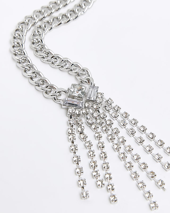 Silver draped chain Necklace