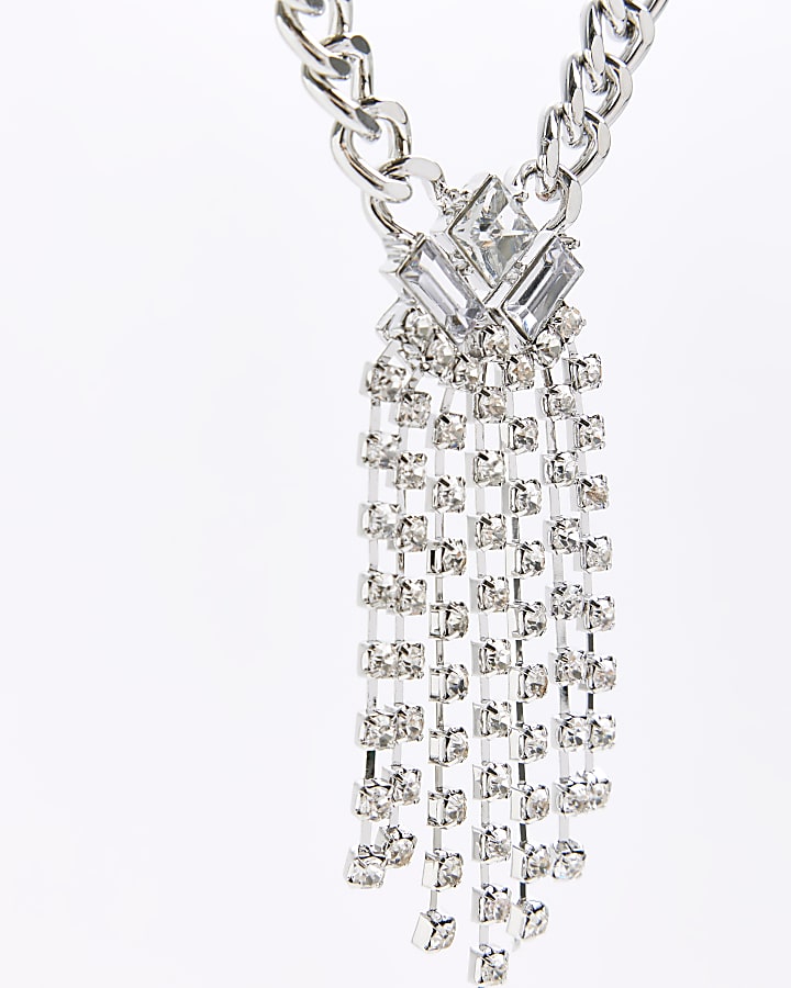 Silver draped chain Necklace