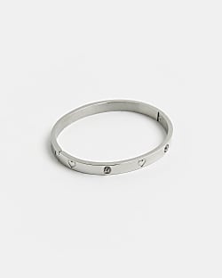 Silver embellished bangle bracelet