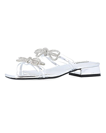 360 degree animation of product Silver embellished bow sandals frame-1