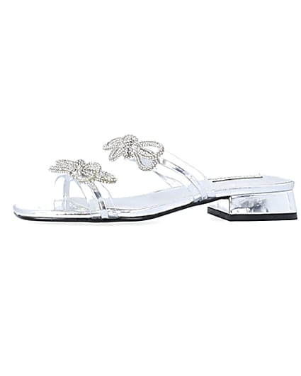 360 degree animation of product Silver embellished bow sandals frame-2