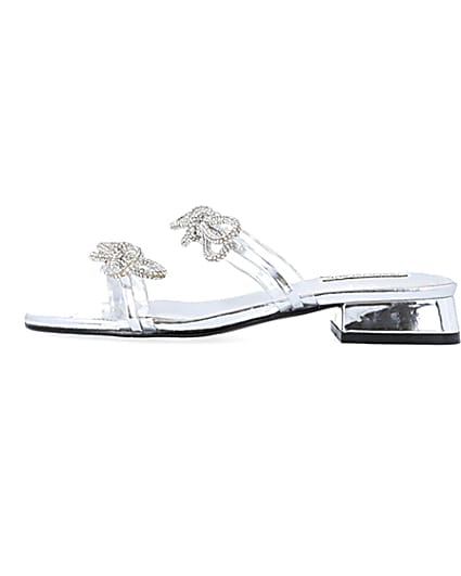 360 degree animation of product Silver embellished bow sandals frame-3