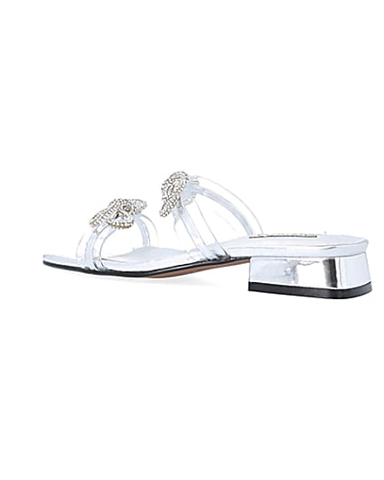 360 degree animation of product Silver embellished bow sandals frame-5