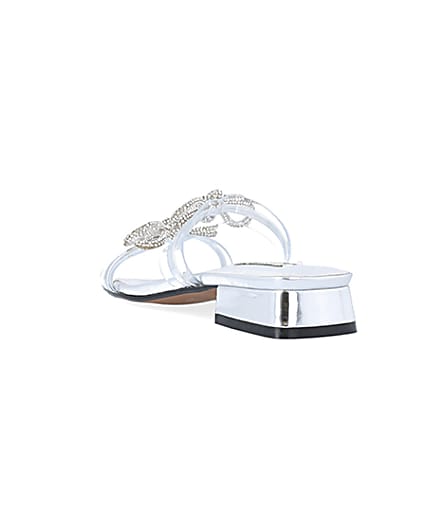 360 degree animation of product Silver embellished bow sandals frame-7