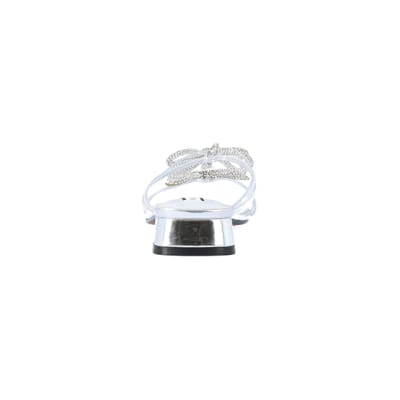 360 degree animation of product Silver embellished bow sandals frame-9