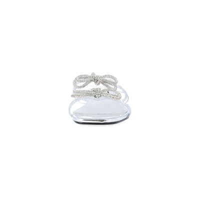360 degree animation of product Silver embellished bow sandals frame-21