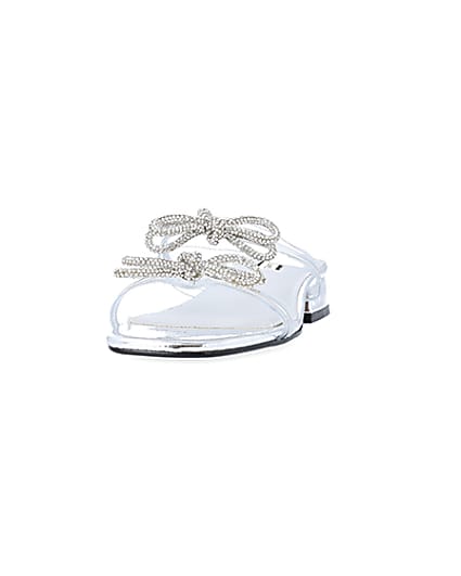 360 degree animation of product Silver embellished bow sandals frame-22