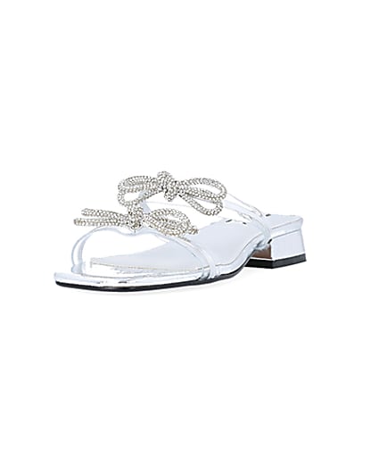 360 degree animation of product Silver embellished bow sandals frame-23