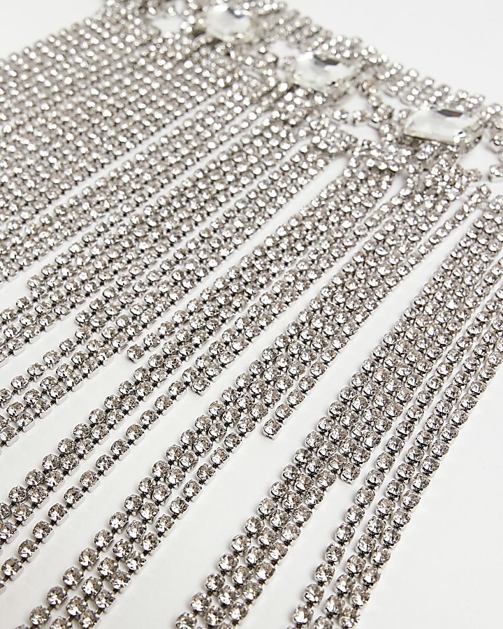 Silver embellished collar necklace