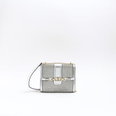 River Island Silver Glitter Mini Cross Body Bag in Gray